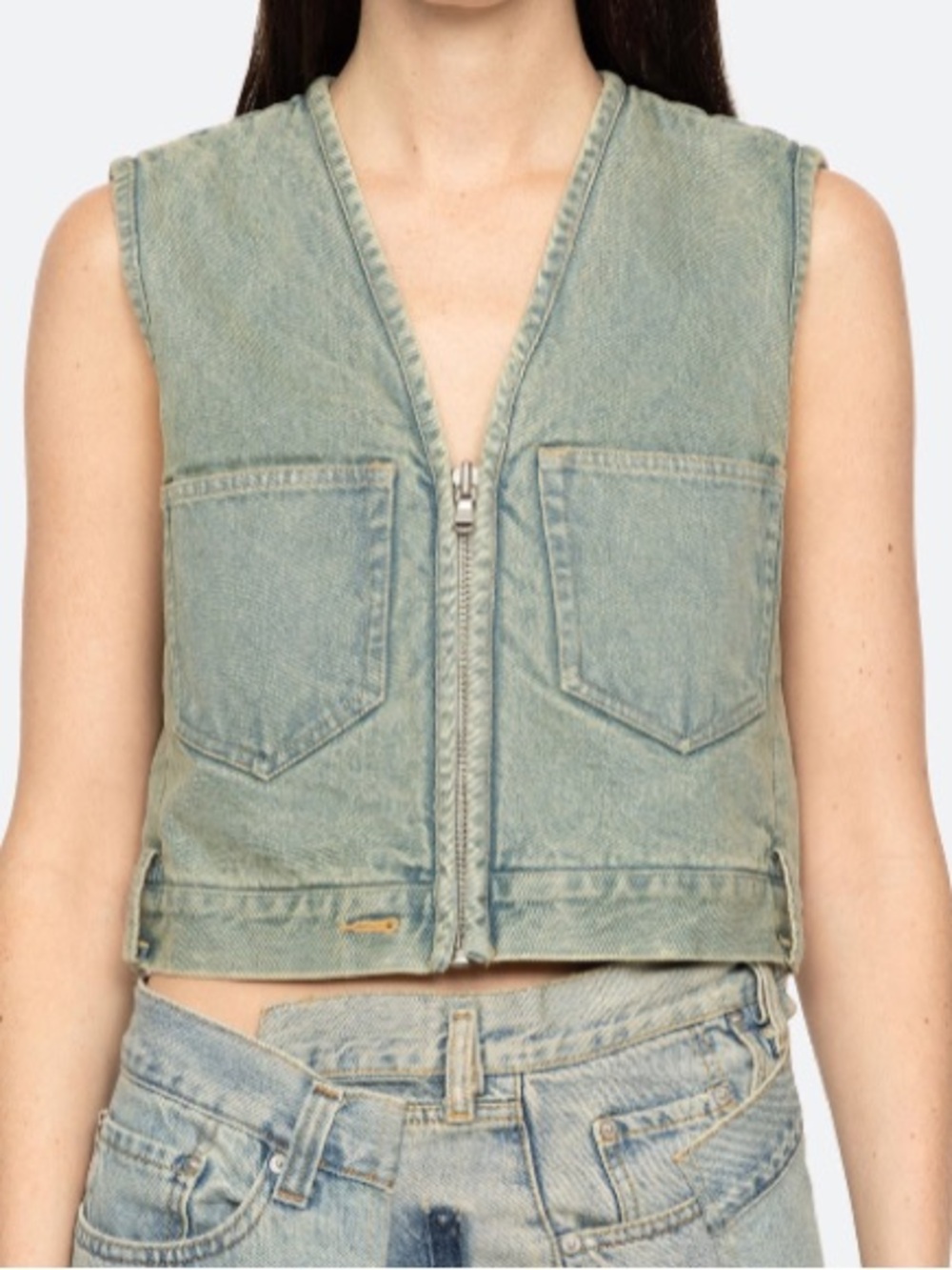 Sea NY Women’s Alba Vest, size S, Blue Color